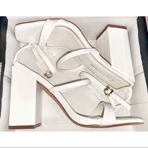 NWOT White Square Heel Block Sandals